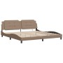 Estructura de cama con LED cuero sintético capuchino 200x200 cm