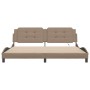 Estructura de cama con LED cuero sintético capuchino 200x200 cm