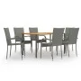 7-teiliges graues PE-Rattan-Garten-Essmöbel-Set von vidaXL, Gartensets - Ref: Foro24-3072496, Preis: 426,90 €, Rabatt: %