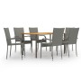 7-teiliges graues PE-Rattan-Garten-Essmöbel-Set von vidaXL, Gartensets - Ref: Foro24-3072496, Preis: 435,64 €, Rabatt: %