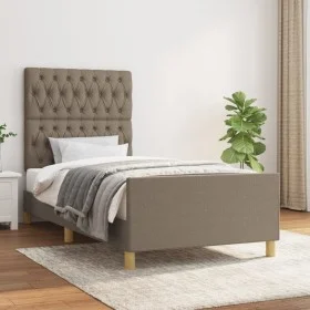 Bed frame with headboard in taupe gray fabric 90x190 cm by vidaXL, Beds and slatted bases - Ref: Foro24-3125264, Price: 160,9...