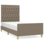Bed frame with headboard in taupe gray fabric 90x190 cm by vidaXL, Beds and slatted bases - Ref: Foro24-3125264, Price: 160,9...