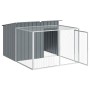 Caseta perros con corral acero galvanizado gris 153x194x110 cm