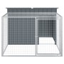 Caseta perros con corral acero galvanizado gris 153x194x110 cm