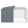 Caseta perros con corral acero galvanizado gris 153x194x110 cm