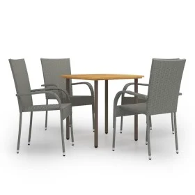 5-teiliges graues PE-Rattan-Garten-Essmöbel-Set von vidaXL, Gartensets - Ref: Foro24-3072486, Preis: 307,79 €, Rabatt: %