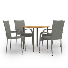 Set de muebles de comedor de jardín 5 piezas ratán PE gris de vidaXL, Conjuntos de jardín - Ref: Foro24-3072486, Precio: 310,...