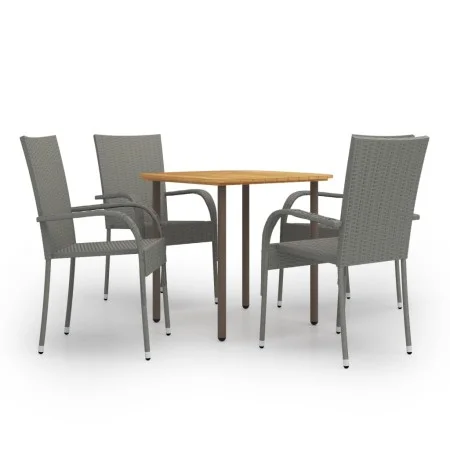 5-teiliges graues PE-Rattan-Garten-Essmöbel-Set von vidaXL, Gartensets - Ref: Foro24-3072486, Preis: 307,79 €, Rabatt: %