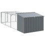 Caseta perros con corral acero galvanizado gris 153x396x110 cm