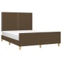Bed frame with headboard in brown fabric 140x200 cm by vidaXL, Beds and slatted bases - Ref: Foro24-3124979, Price: 197,76 €,...