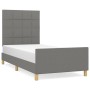 Bed frame with headboard in dark gray fabric 100x200 cm by vidaXL, Beds and slatted bases - Ref: Foro24-3125034, Price: 146,9...