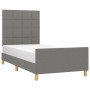 Bed frame with headboard in dark gray fabric 100x200 cm by vidaXL, Beds and slatted bases - Ref: Foro24-3125034, Price: 146,9...