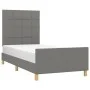 Bed frame with headboard in dark gray fabric 100x200 cm by vidaXL, Beds and slatted bases - Ref: Foro24-3125034, Price: 142,4...