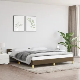 Bed frame with headboard in brown fabric 180x200 cm by vidaXL, Beds and slatted bases - Ref: Foro24-347434, Price: 127,10 €, ...