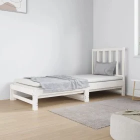 Solid white pine wood pull-out sofa bed 2x(90x190) cm by vidaXL, Beds and slatted bases - Ref: Foro24-3124753, Price: 170,63 ...