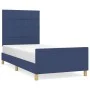 Bed frame with blue fabric headboard 80x200 cm by vidaXL, Beds and slatted bases - Ref: Foro24-3125015, Price: 153,85 €, Disc...