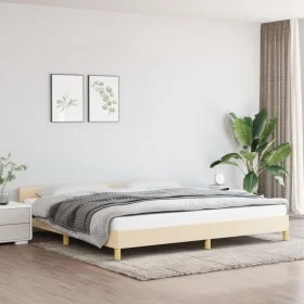 Bed frame with cream fabric headboard 200x200 cm by vidaXL, Beds and slatted bases - Ref: Foro24-347444, Price: 129,48 €, Dis...