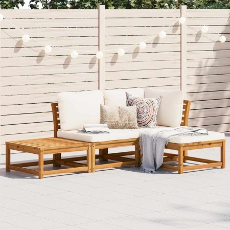 Set de muebles de jardín 4 pzs y cojines madera maciza acacia