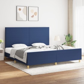 Estructura de cama con cabecero de tela azul 200x200 cm de vidaXL, Camas y somieres - Ref: Foro24-3124925, Precio: 204,64 €, ...