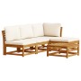 Juego de muebles jardín 5 pzas con cojines madera maciza acacia
