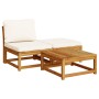 Juego de muebles jardín 5 pzas con cojines madera maciza acacia