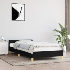 Estructura de cama con cabecero de tela negro 100x200 cm