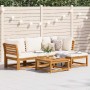 Juego de muebles jardín 5 pzas con cojines madera maciza acacia