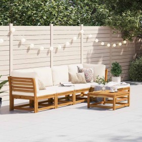 Juego de muebles jardín 6 pzas con cojines madera maciza acacia