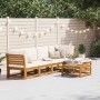 Juego de muebles jardín 6 pzas con cojines madera maciza acacia
