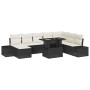 Conjunto de sofá de jardín con cojín 9 pcs Negro y crema
