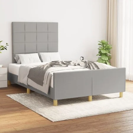 Light gray fabric bed frame with headboard 120x200 cm by vidaXL, Beds and slatted bases - Ref: Foro24-3125041, Price: 166,77 ...