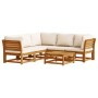 Juego de muebles jardín 6 pzas con cojines madera maciza acacia
