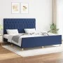 Bed frame with blue fabric headboard 160x200 cm by vidaXL, Beds and slatted bases - Ref: Foro24-3125314, Price: 250,39 €, Dis...