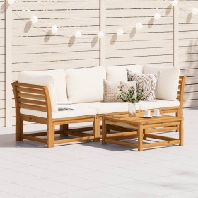 Set de muebles para jardín 3 piezas con cojines madera acacia