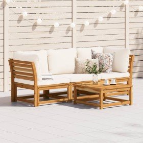 Set de muebles para jardín 3 piezas con cojines madera acacia