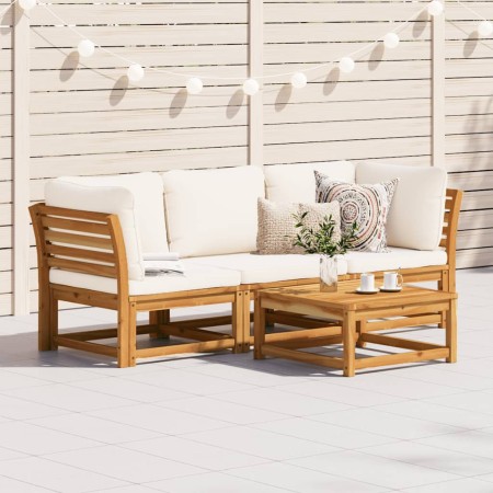 Set de muebles para jardín 3 piezas con cojines madera acacia