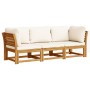 Set de muebles para jardín 3 piezas con cojines madera acacia