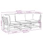 Set de muebles para jardín 3 piezas con cojines madera acacia