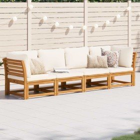Set de muebles de jardín 4 pzs y cojines madera maciza acacia