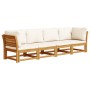 Set de muebles de jardín 4 pzs y cojines madera maciza acacia