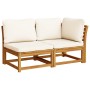 Set de muebles de jardín 4 pzs y cojines madera maciza acacia