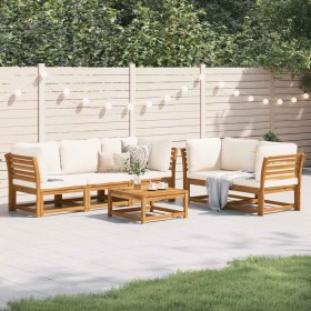 Juego de muebles jardín 6 pzas con cojines madera maciza acacia