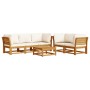 Juego de muebles jardín 6 pzas con cojines madera maciza acacia