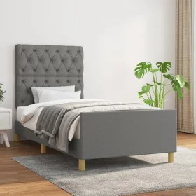 Bed frame with headboard in dark gray fabric 80x200 cm by vidaXL, Beds and slatted bases - Ref: Foro24-3125253, Price: 160,17...