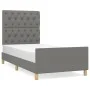Bed frame with headboard in dark gray fabric 80x200 cm by vidaXL, Beds and slatted bases - Ref: Foro24-3125253, Price: 160,17...