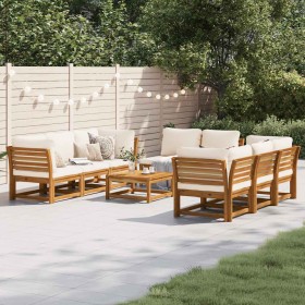 Juego de muebles jardín 9 pzas con cojines madera maciza acacia