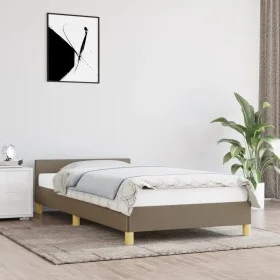 Bed frame with headboard in taupe gray fabric 100x200 cm by vidaXL, Beds and slatted bases - Ref: Foro24-347395, Price: 83,18...