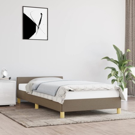 Bed frame with headboard in taupe gray fabric 100x200 cm by vidaXL, Beds and slatted bases - Ref: Foro24-347395, Price: 77,75...