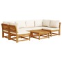 Juego de muebles jardín 7 pzas con cojines madera maciza acacia
