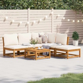 Juego de muebles jardín 6 pzas con cojines madera maciza acacia